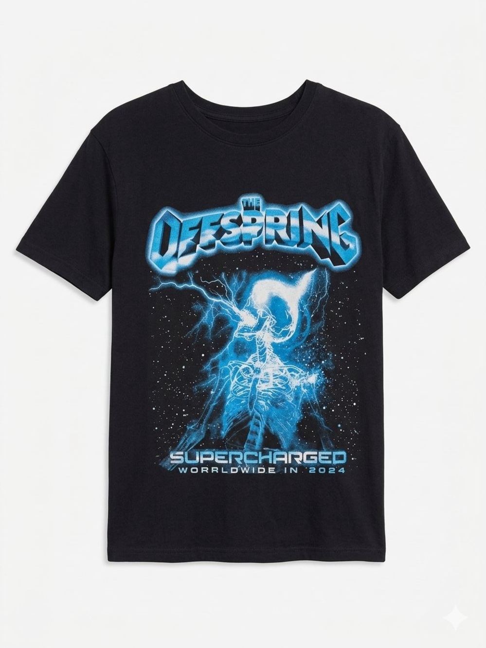 Offspring Black Tee with Electric Blue 'Supercharged' Graphic/ PTP-23”
